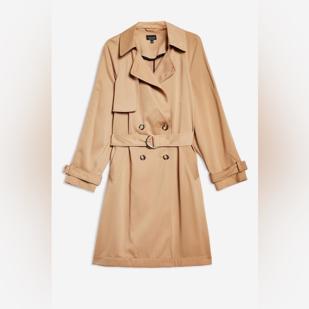 Topshop Camel Double-Breasted Trench Coat